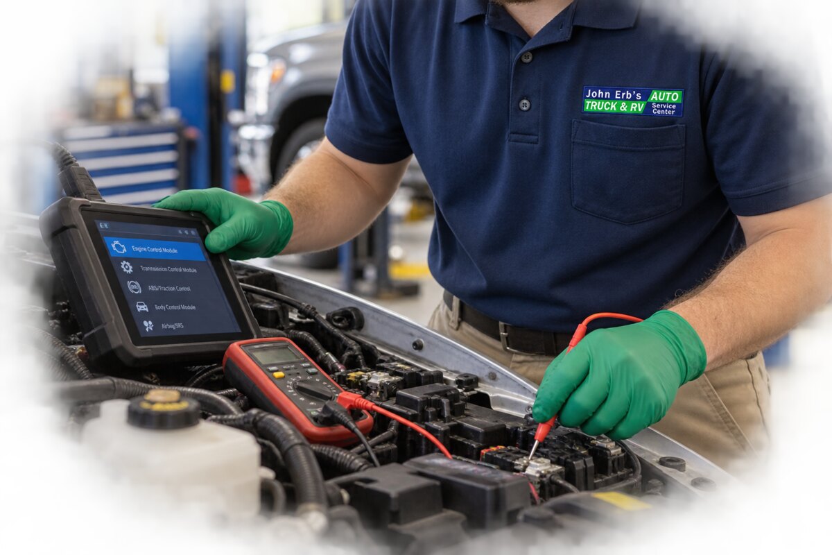 A technician diagnosing a vehicle electrical system